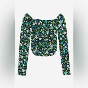 AFRM Green Floral Maeve Top